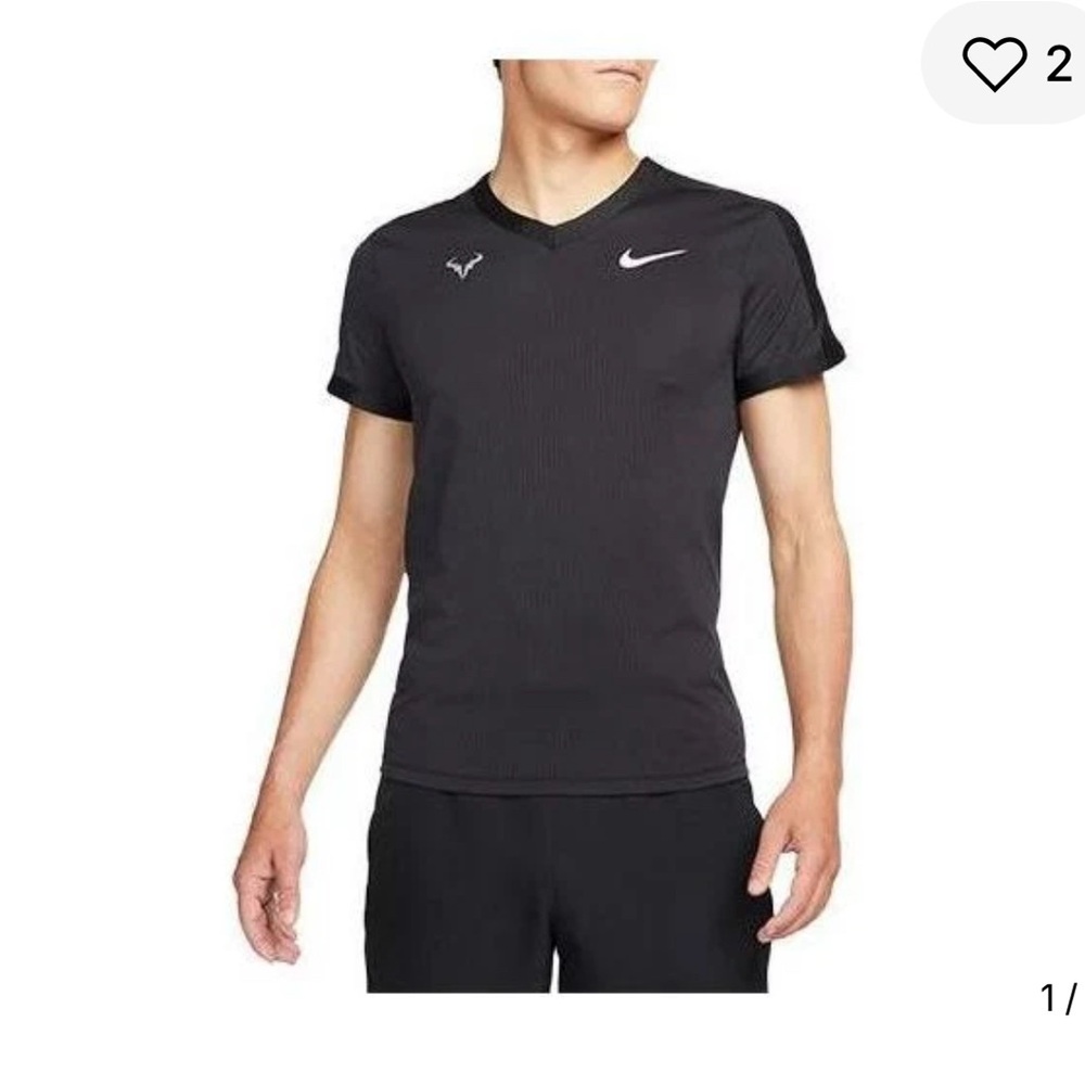 Rafa- Nike Black V-Neck Short Sleeve Performance Tee Dri-fit